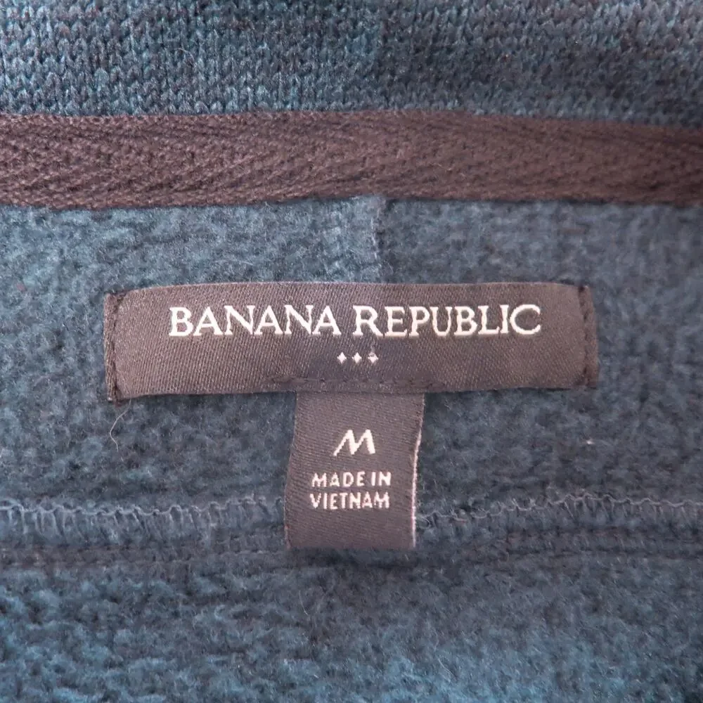 Banana Republic Quarter Zip Shirt Mock Neck Size M Men Long Sleeve Black Green